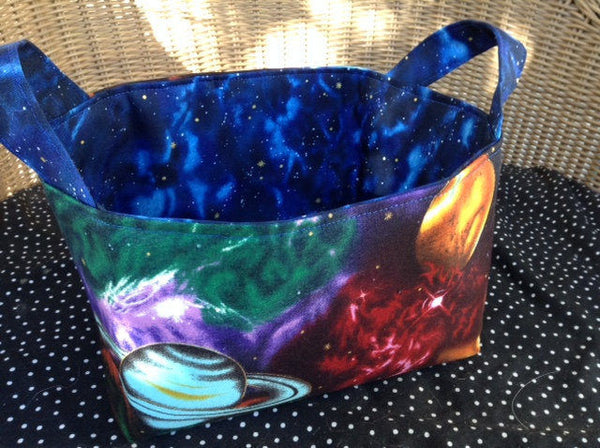 Fabric Basket Storage Bin Made from Planets Galaxy Fabric