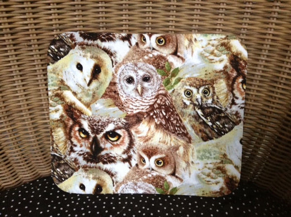 Fabric Computer Mousepad Made With Realistic Owls Fabric