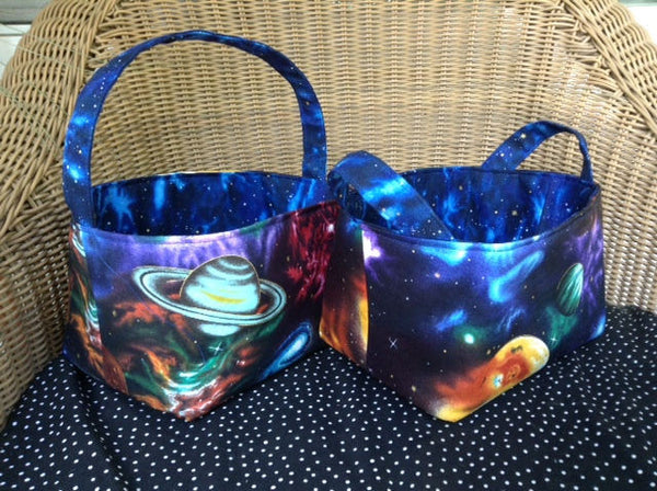 Fabric Basket Storage Bin Made from Planets Galaxy Fabric