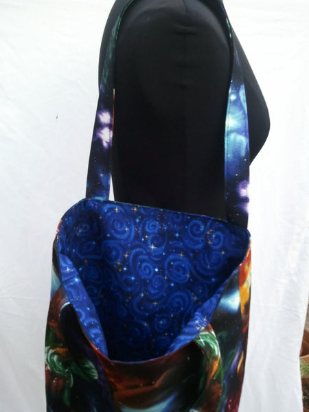 Tote Purse Bag Made From Planets Fabric - Solar System, Galaxy, Milky Way, Nebula