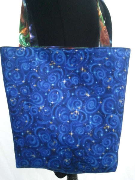 Tote Purse Bag Made From Planets Fabric - Solar System, Galaxy, Milky Way, Nebula