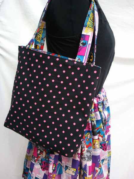 Reversible Tote Purse Bag Made From Girl Power Fabric