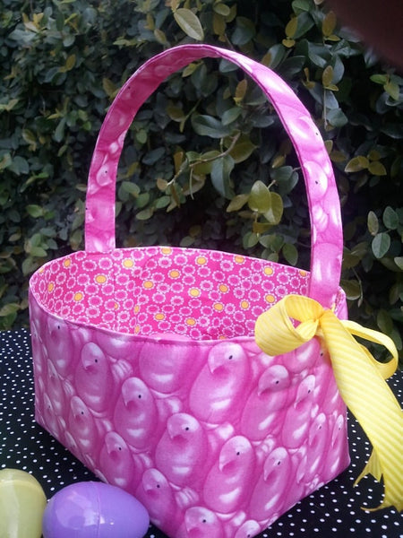 Fabric Easter Basket Storage Bin Made from Peeps Fabric Pink or Yellow