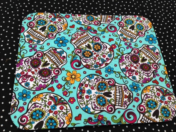 Sugar Skulls Computer Fabric Mousepad Dia De Los Muertos