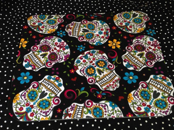 Sugar Skulls Computer Fabric Mousepad Dia De Los Muertos