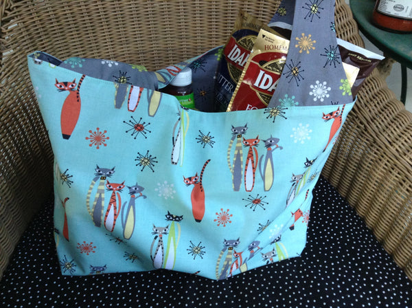 Retro Kitty Cat Grocery Tote
