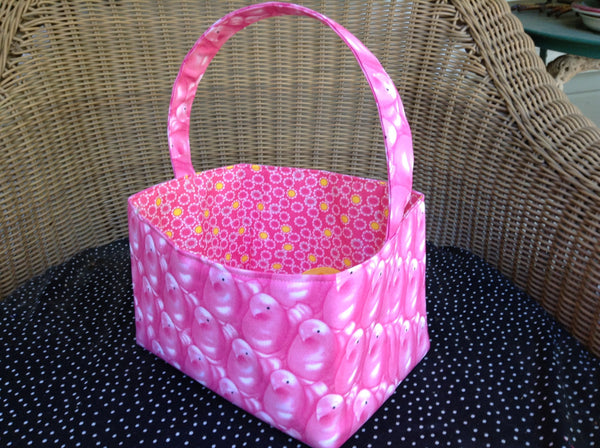 Fabric Easter Basket Storage Bin Made from Peeps Fabric Pink or Yellow